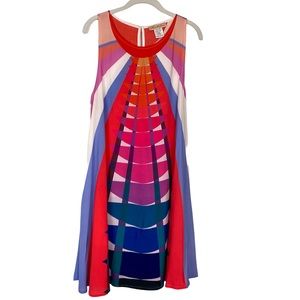 Mara Hoffman Rainbow Bridge Illusion Mini Colorful Swing Dress Pockets Large